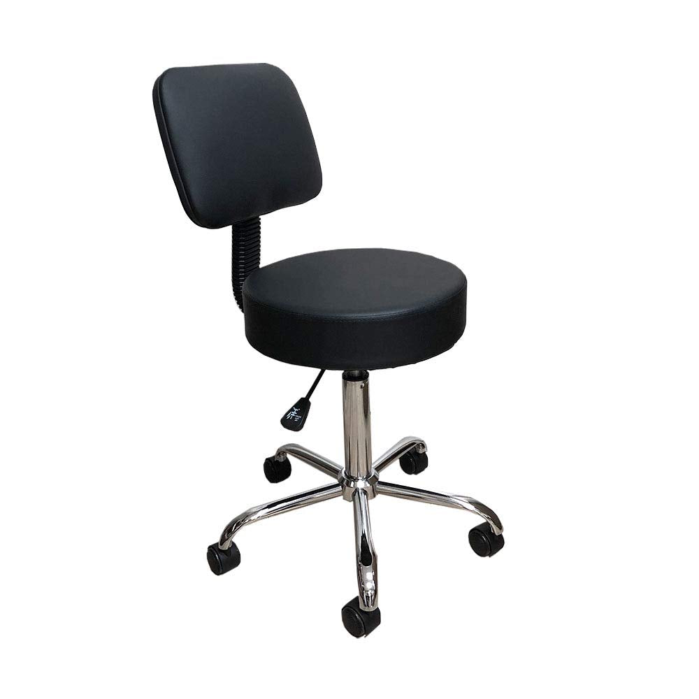 Round Height Adjustable Rolling Stool With Backrest