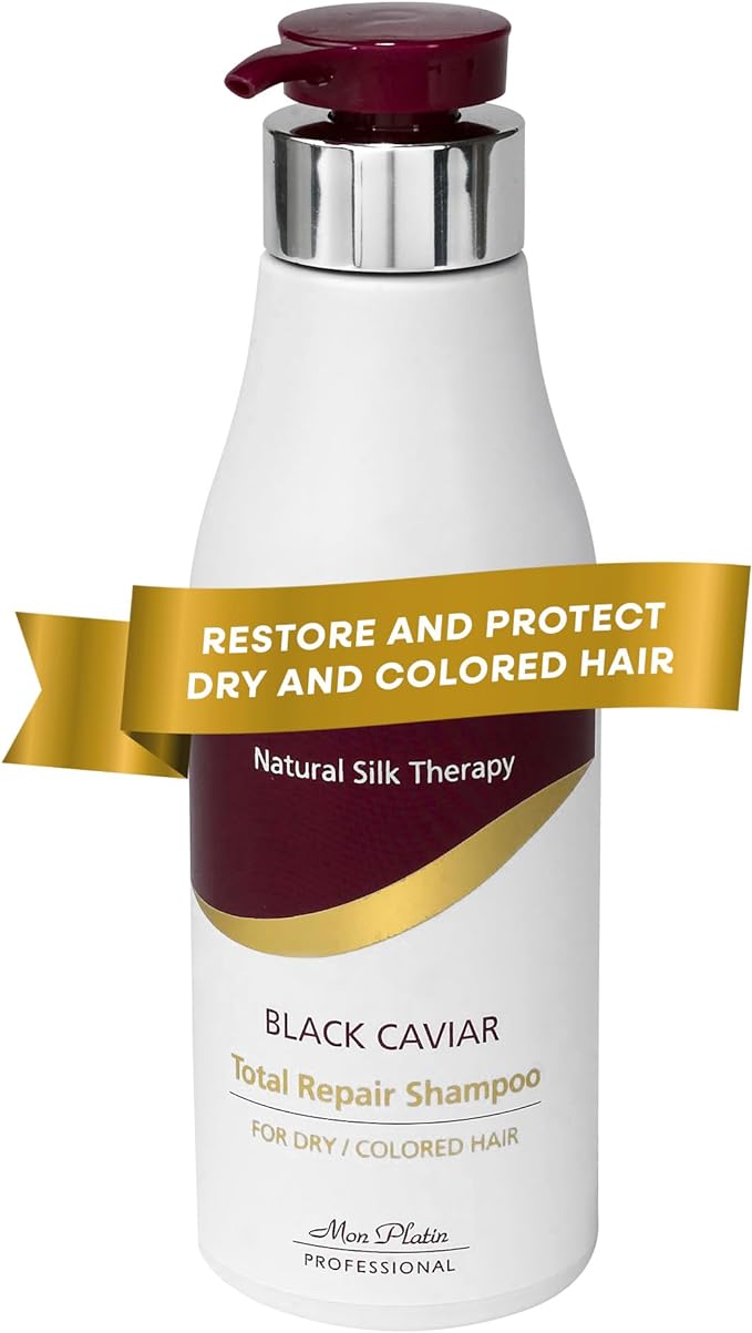 Mon Platin 500ml Natural Silk Therapy Black Caviar Total Repair Shampoo For Dry/ Coloured Hair