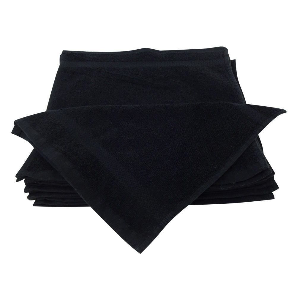Cotton Salon Towel Black 12"x12"