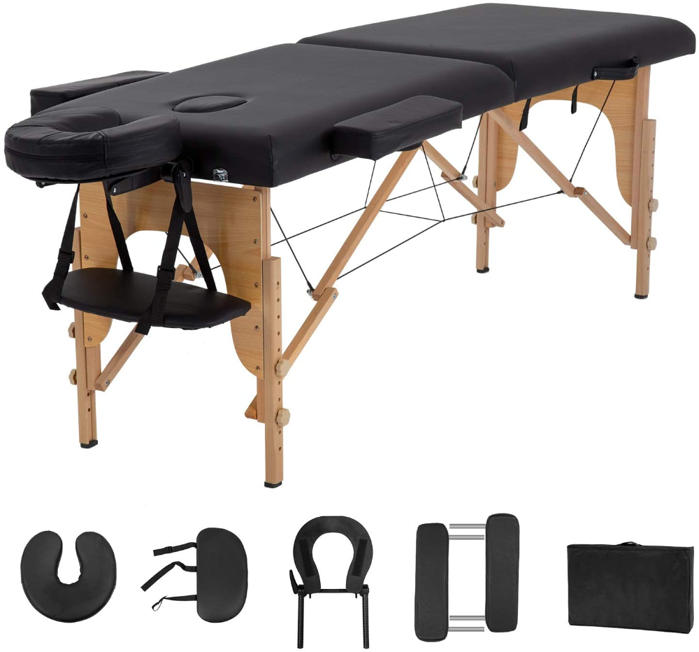 Super Stable Portable 2 Fold Massage Reiki Facial Table Bed Free Carrying Bag & Armrests